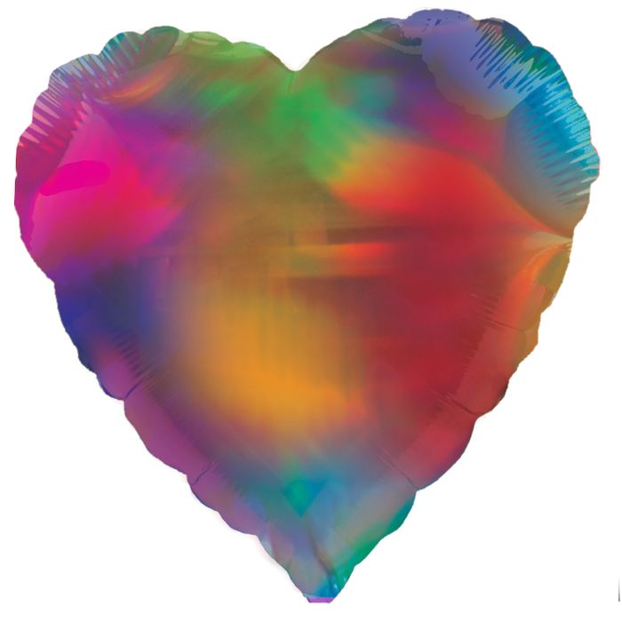 Шар Ф 18" Сердце металлик градиент разноцветный/colorful 45 см /К