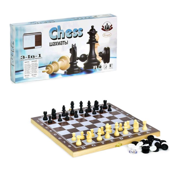 Игра настольная 2 в 1: шахматы-нарды 29*14см, дерево