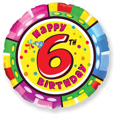 Шар Ф 18" Круг Happy birthday! Цифра "6" 46 см /401575/6/FM