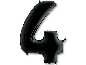 Шар ЦИФРА 4 40" черный /Black /101,6 см /G
