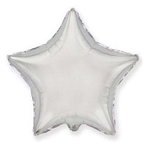 Шар Ф 18" Звезда металлик серебряный/silver 45 см /К