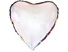 Шар Ф 9" Сердце металлик серебряный/silver 23 см (5 шт./уп.) /FM