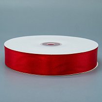 Лента атлас 2,5 см,  красная,  100ярд (91,44 м)