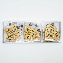 Набор елочных украшений дерево Звездочка/елочка/сердечко (цена за 9 шт.)