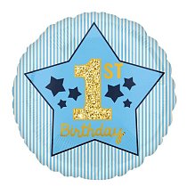 Шар Ф 18" Круг Первый день рождения! Мальчик 45 см /К