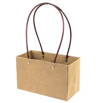 Сумка-кашпо картон с ручками 22х10см,  H=13,5см,  HH=34см,  коричневая крафт