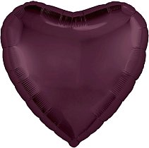 Шар Ф 19" Сердце темная вишня 48 см/Ag