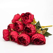 Букет пионов,  40см,  9 головок,  бордовый