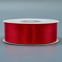 Лента атлас 2,5 см,  красная,  25ярд (22,85 м)