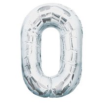 Шар ЦИФРА 0 40" серебро /Silver /102 см/К