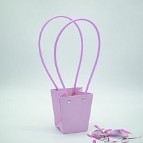 Сумка-кашпо картон с ручками 9,5х6,5см,  H=10см,  HH=28,5см,  Мастхэв,  супер-мини,  нежно-сиреневый