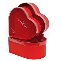 Набор коробок 3в1 сердце 23x20,7x9 / 20,7x18,4x8 / 18,4x16,1x7см,  с прозрачной крышкой,  темно-красны