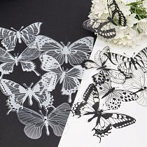 Бабочки декоративные ПВХ 10см,  черно-белые (32 шт./уп.)