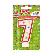 Свеча-цифра с блестками "7" 8,5 см