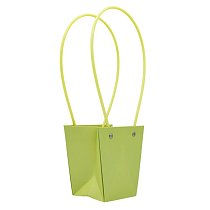 Сумка-кашпо картон с ручками 12х8см,  H=12,5см,  HH=34,5см,  матча