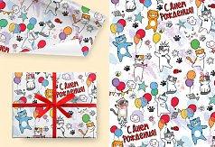 Бумага глянцевая 80гр/м2,  99см х 68см,  СДР! Котики (5 лист./рул.)