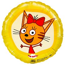 Шар Ф 18'' Круг Три Кота,  Карамелька,  желтый 46 см /К