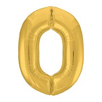 Шар ЦИФРА 0 40" Slim золото/Gold  /102см/Ag
