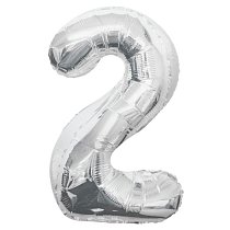 Шар ЦИФРА 2 40" серебро /Silver /102 см/К