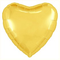 Шар Ф 19" Сердце металлик светлое золото/light gold 48 см /Ag