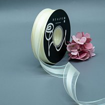 Лента органза 2,5 см,  вставка атлас,  айвори,  40 ярд (36,58 м)