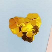 Конфетти фольга Круги 1 см золото (50 гр/уп.)