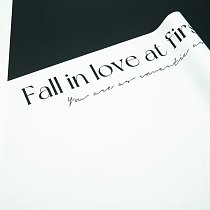 Пленка матовая 58см х 10м,  двусторонняя,  FALL IN LOVE,  белая,  65мкр
