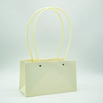 Сумка-кашпо картон с ручками 22х10см,  H=13,5см,  НН=34см,  Мастхэв,  прямоугольный,  бледно-желтая