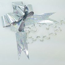 Бант-бабочка 4,8 см,  голография,  серебро (10 шт./уп.)