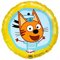 Шар Ф 18'' Круг Три Кота,  Коржик,  желтый 46 см /Ag