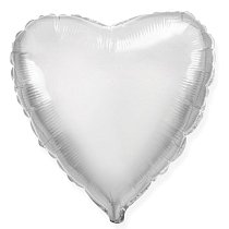 Шар Ф 18" Сердце металлик серебряный/silver 45 см /K