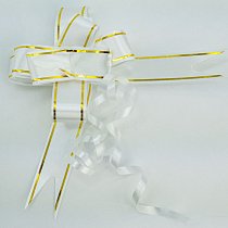 Бант-бабочка 1,8 см,  золотая полоса,  белый (10 шт./уп.)