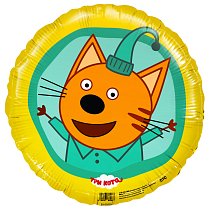 Шар Ф 18'' Круг Три Кота,  Компот,  желтый 46 см /Ag
