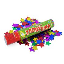 Пневмохлопушка 30 см Звезды фольга ассорти