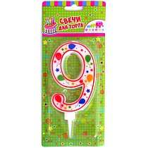 Свеча-цифра шарики "9" 11,5 см