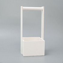Кашпо дерево 13,5х13хH9/30см,  с круглой ручкой,  белое