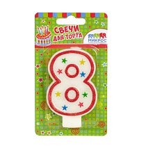 Свеча-цифра с блестками "8" 8,5 см
